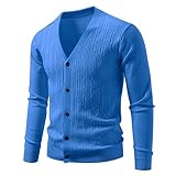 Strickjacken Herren V Neck Jacquard Strickpulli Mit Knöpfen Reine Farbe Feinstrick Cardigan Regular Fit Strickcardigan Herbst Und Winter Warmer Winterjacke Ggestrickt Übergangsjacken