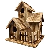 Yaoliucp Vogelhaus, 6x8 Zoll wetterfestes Holzvogelhaus, Hängende Vogelkiste für Außenhaus