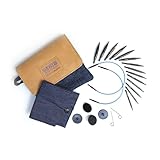 KnitPro Set austauschbare Rundstricknadeln Indigo Wood Short, 3,00 mm - 6,00 mm