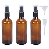 OUYANKA 3 Stück 100ml Sprühflasche Glas Sprühflasche Klein Leer Feinen Nebel Spray Bottle Glasflaschen Zerstäuber mit Pipette und Trichter für ätherische Öle, Parfüm, Flüssigkeit