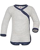 Engel Natur Baby Wickelbody langarm, Natur/Marine (8:2), 62/68