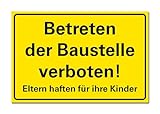 Betreten der Baustelle verboten Schild Hinweisschild PVC 300 x 200 x 3 mm Vorgebohrt B1-Zertifiziert