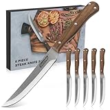 SCOLE® Steakmesser Set 6-teilig, Küchen Steakbesteck Messer set, Scharfe Pizzamesser und Ergonomischem Griff Steak Messer, mit Premium-Geschenkbox