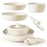 Peelanmall Keramik Pfannenset mit Abnehmbaren Griff,5-Teiliges Set (3 Töpfe, 1 Griff, 1 Deckel) Topfset Mit Antihaftbeschichtung,für Alle Herdarten Zum Braten, Kochen von Fleisch und Schmoren