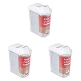 keeeper Schüttdose für Trockenvorräte, Stufenlos verstellbarer Dosierdeckel, BPA-freier Kunststoff, 1 l, 11 x 6,5 x 19 cm, Paola, Weiß (Packung mit 3)