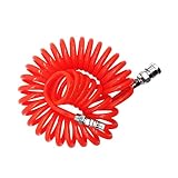 VILLCASE 3M PU Feder Luftschlauch Flexibles PU Luftrohr für Luftkompressoren Hohe Knickbeständigkeit für Druckluftanwendungen Rot mit Normalem