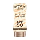 Hawaiian Tropic| Hydrating Protection Sonnenschutz mit LSF 50, UVA- und UVB-Schutz, 180 ml, 12 Stunden Feuchtigkeitsversorgung mit Kakao- und Sheabutter, wasserfest, vegan