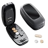 Tablettenteiler für Mehrere Pillen Auf Einmal, Tablettenteiler für Alle Tabletten, Tablettenschneider für Kleine Tabletten, Pillenteiler mit Aufbewahrungsfach für Reise Haustier (C)