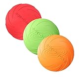 JINYUNMIN 3 Stück Hund Frisbees, Haustier fliegenden Untertasse, Gummi Fliegende Scheibe, interaktive Outdoor-Spielzeug, 7 Zoll / 18 cm, perfekt für Hund werfen, Training, Spielen und fangen