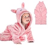 URAQT Kapuzenhandtuch Baby, Baby Kleinkinder Kids Bademantel mit Kapuze, Kapuzenbademantel Niedlichen, Einheitsgröße, Rosa