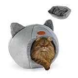 Mobiclinic® Pets, Katzenbett, Höhlennest, Hellocatty, Waschmaschinenfest, Leicht zusammenzufalten und zu lagern, rutschfest, Bequemes abnehmbares Kissen, Schaumstoff 25d, Modernes Design