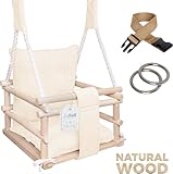 Holz Babyschaukel Indoor - Kinderschaukel - Baby Schaukel 3in1 mit Kissen und Sicherheitsgurt - Komfortable und Robuste