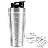 JOLIGAEA Edelstahl Protein Shaker, 750ml Shaker Eiweiß Sport Fitness, Sport Fitness Protein Shaker Eiweiß mit Skala optimal für Eiweiß, Diät und Fitness Shakes