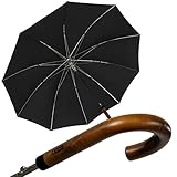 iX-brella Herren Stockschirm Automatik mit Echtholz-Rundhakengriff Schwarz