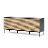 Vicco Kommode Eliza, Schwarz/Eiche, 150 x 60 cm mit 3 Schubladen