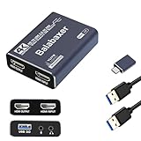 Balabaxer 4K Audio Video Capture Karte, USB3.0 ohne HDMI Kabel Full HD 1080p Erfassungsgerät für Videobearbeitung, Spieleaufzeichnung, Online-Unterricht