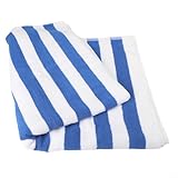 SMZhomeone Strand- und Pool-Handtuchschutz aus reiner Baumwolle, gestreift, 76 x 180 cm, mit Tasche, maschinenwaschbar, Gartenmöbel-Abdeckung für Sonnenliegen und Liegestuhl (blau)