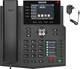 GEQUDIO IP Telefon GX5+ Set mit Netzteil Adapter - Fritzbox, Telekom kompatibel - Premium Freisprechen & 2X Farbdisplays - Anleitung (PDF) für Fritz!Box Telefonanlage, Sipgate, Telekom, Speedport