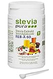 steviapura | Reines Stevia-Extrakt Pulver - Steviosid - Hochkonzentriertes Süßungsmittel aus der Stevia Pflanze | 100% Stevia davon Reb-A 60% OHNE Zusätze | OHNE Zucker | 100 g Dose mit Dosierlöffel