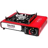 WALTER Campingkocher Gourmet mit Piezo - Zuverlässiger Gaskocher für Outdoor-Abenteuer, 2,2 kW Leistung, einfach zu bedienen, kompaktes Design, perfekt zum Kochen beim Camping und unterwegs