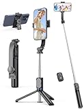 Selfie Stick mit Abnehmbarer Handyhalterung,106 cm Ausziehbares Handy Stativ mit Fernbedienung, 360° Drehbarer StativStänder für iPhone, Samsung und Android-Smartphones (Schwarz)