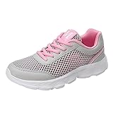 Weiße Sneaker Schuhe Damen Mode Summer Women Mesh-Aushöhlung atmungsaktiv komfortabler Leichtgewichtler Flacher Boden Warme Schuhe Damen Winter (Pink, 40)