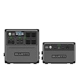 BLUETTI Tragbare Powerstation AC240 und B210 Externe Batterie, Erweiterung auf 3686Wh LiFePO4 Batterie-Backup mit 3 2400W AC Ausgängen, IP65 Wasserbeständiger Solar Generator, Home Backup Power