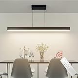 Coinmit LED Pendelleuchte, 36W, Hängeleuchte mit Fernbedienung, 3000K-6000K drei Farbtemperaturen einstellbar, moderne Pendelleuchte für Wohnzimmer Schlafzimmer, Länge 100cm, Schwarz