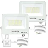 Aigostar 30W LED Strahler mit Bewegungsmelder Außen,2 Stück,2750LM,6500K Kaltweiß Außenstrahler,IP65 Wasserdicht Scheinwerfer, Fluter für Innen und Außen,Garten, Innenhöfe, Haus,Garage, Hote