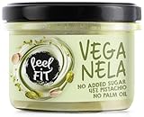 Feel FIT VEGANELA Pistaziencreme mit 45% Pistazien ohne zucker - veganer brotaushfistrich - Pistazienpaste für Eis, zum Backen, natürliche Pistazienmousse im Glas ohne Palmöl, 200 g