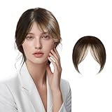 ZHAOCAI Haarteile Echthaar, Pony Haarteil Für Damen, Fake Pony Für Den Täglichen Gebrauch, Wispy Bangs (Hellbraun)