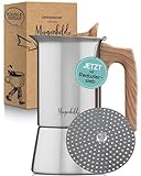 Morgenheld Espressokocher Edelstahl gross mit Reduziersieb 6 Tassen 300ml Mokkakanne Espressokanne induktionsgeeignet Espressomaker Induktion Espressomaschine Mokkakocher für Induktionsherd Gasherd