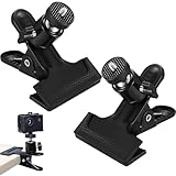 Finkow Klemmhalter, 2 Stück 360 Grad Kamera Blitz Halterung, Klemmstativ Blitzschiene, Klammer Klemmstativ, Kamera Klammer Halter Ständer, Montage Klemmstativ, mit 1/4' Gewinde Kugelkopf, Schwarz