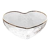 UKCOCO Herzförmige Transparente Glasschüssel mit Goldenem Rand Salatschüssel für Snacks und Desserts für Zuhause Bars Hotels und Partys