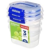 Sistema KLIP IT PLUS Frischhaltedosen Set | 400 ml auslaufsichere, stapelbare und luftdichte Vorratsdosen mit Deckel | geeignet für Kühl-/Gefrierschrank | BPA-freier Kunststoff | 3 Stück
