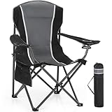 HIGH POINT SPORTS Campingstuhl Faltbar bis 160kg Campingsessel Klappstuhl mit Getränkehaltern Faltstuhl Camping Angelstuhl Klappbar