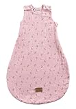 Baby Schlafsack Esel Emmi Girl Flora rose aus Musselin mit Jerseyfutter, Neugeborenenschlafsack Größe 50/56, zartrosa, TOG 0,50