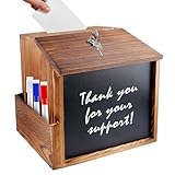 BORDEAG Holz Vorschlagsbox, Spendenbox Abschließbar, Wahlurne Spendenbox, Kommentarbox Abschließbare Spendenbox Losbox, Vorschlagsbox für Kommentare Stimmzettel Spenden(21 * 20 * 16CM)