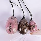 AOWNE Rhodonite Yoni Eier-Massageball, Yoni-Zauberstab für Frauen, Kegel-Übung, natürlicher Jadestein-Massageball, gebohrtes Ei, ohne Box