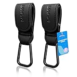 Bdwing 2 Stück Kinderwagen Haken für Taschen Wickeltaschen, Leder Universelles Kinderwagen Zubehör Kinderwagenhaken für Stroller, Kinderwagen, Anhänger, Rollator, Fahrradanhänger(Schwarz)