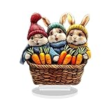 Osterhase mit Karotte 2D Acryl Dekoration Frühling Home Dekoration Suncatcher (Orange, 20X18.5cm)