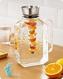 Baffect Glaskaraffe mit Deckel, Karaffe mit Fruchteinsatz, Hitze- und Kältebeständiger Borosilikatglas-Wasserkrug für Sangria und Getränke (1.75L/62oz.)