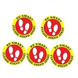 Operitacx 5 Blätter Runde Abstand Halten Aufkleber aus PVC Selbstklebend Hygienische Dekoration für Schule Einkaufszentrum Öffentliche Räume Wetterfest Einfache Anbringung Glatten Flächen