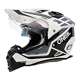 O'NEAL | Motorradhelm | Enduro Motorrad | Ventilationsöffnungen für maximalen Luftstrom & Kühlung, integrierte Sonnenblende | Sierra Helmet R V.24 | Erwachsene | Schwarz Weiß Grau | Größe XL