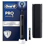 Oral-B Pro Series 3 Elektrische Zahnbürste — Electric Toothbrush, Inkl. 2 Aufsteckbürsten, Reise-Etui und 3 Putzmodi für Zahnpflege — Designed By Braun, Schwarz