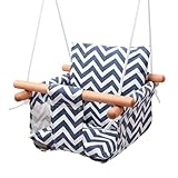 VNLCPX Hängesessel Kinder Indoor, 25kg Traglast Hängeschaukel Baby Holz, Hängesack Kinderzimmer Stoffschaukel Tragbarer für Outdoor Garten Innen Außen, Inkl Schlaufe Halterung Montage-Set