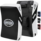 Farabi Sports schlagpolster MMA Muay Thai schlagkissen Kampfsport Hook & Jab Kick pad Training Target pratzen Kickboxen Strike Kick Pads x 1 Einheit (Black White)