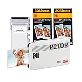 KODAK Mini 2 Retro 4PASS Mobiler Fotodrucker (5,3x8,6cm)- Paket met 68 Blatts, Weiß