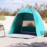 Strandzelt 3 Personen Seegrün, Wasserdichtes UV-Schutz Pop Up Zelt, Leichtes Camping Strandmuschel mit Tragetasche, 144x125x123 cm