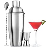 Großes 24-oz-Edelstahl-Cocktail-Shaker-Set – Mischgetränke-Shaker – Martini-Shaker-Set mit integriertem Sieb, doppelseitigem Jigger und Kombi-Stößel-Rührlöffel – Pro Margarita Shaker – von Zulay